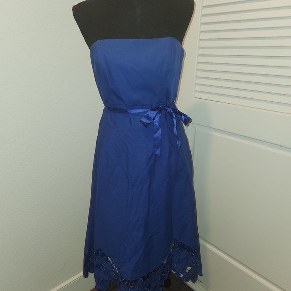 Betsey Johnson Elegant Blue Cutout Strapless Cotton Dress Size 8 - Picture 10 of 12